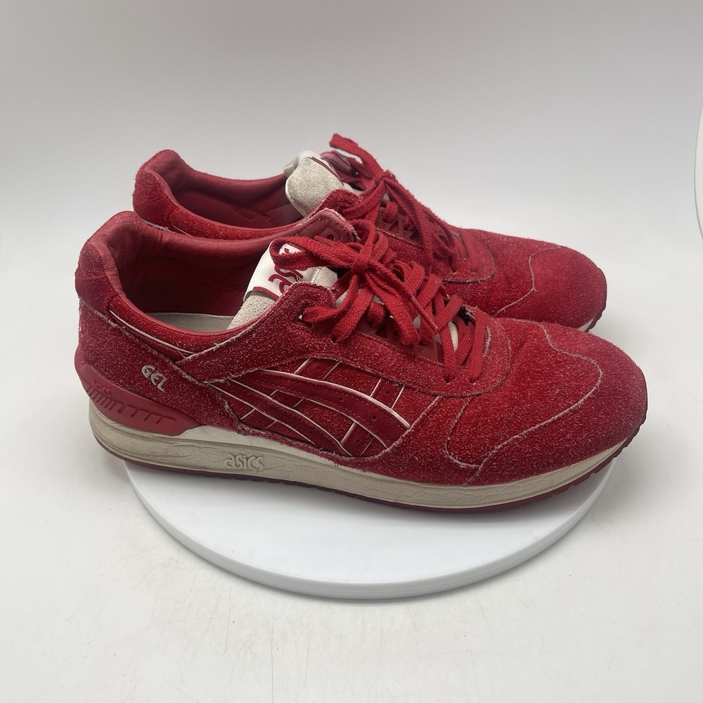 Asics Sneakers Mens 10 GEL Respector H6U3L Red Suede Athletic Causal Shoes